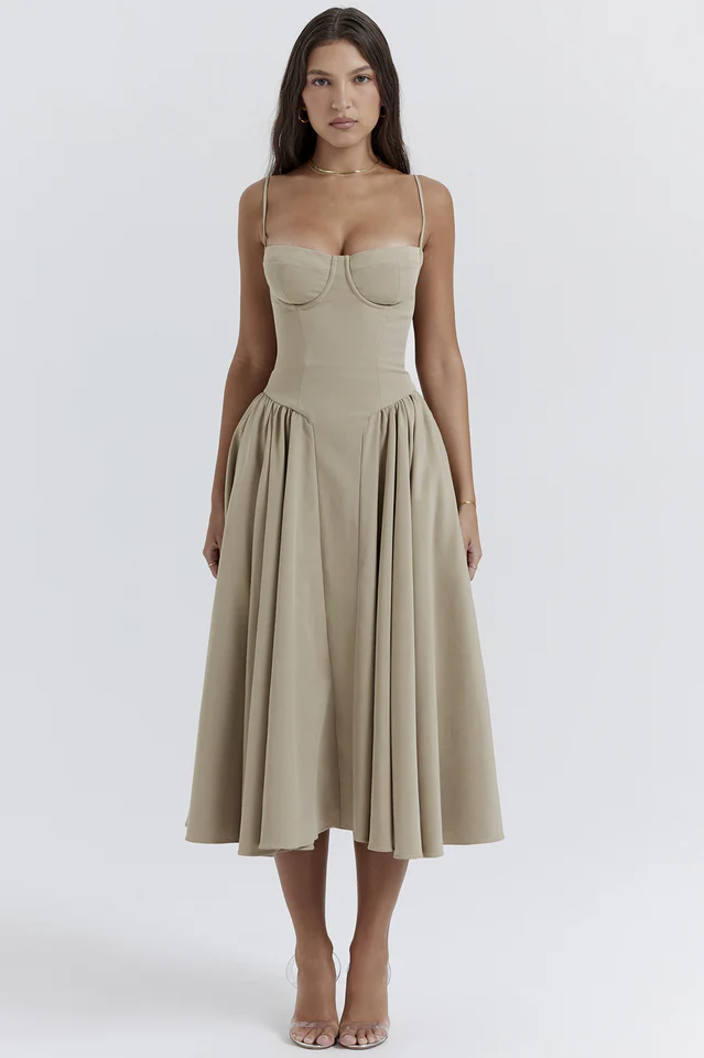 Samaria Taupe Corset Sun Dress - Image 2