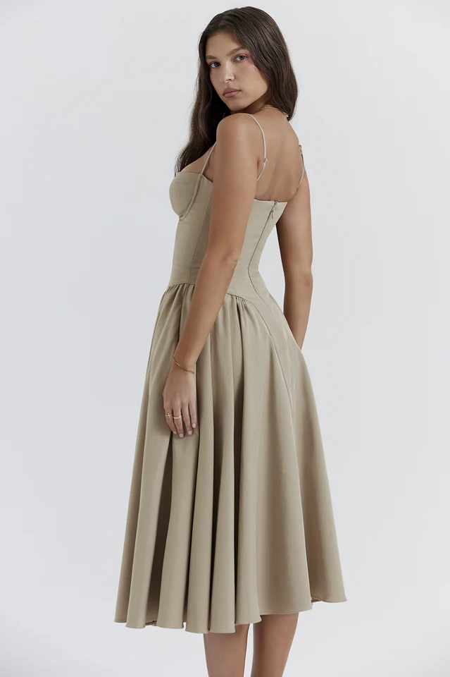 Samaria Taupe Corset Sun Dress - Image 6
