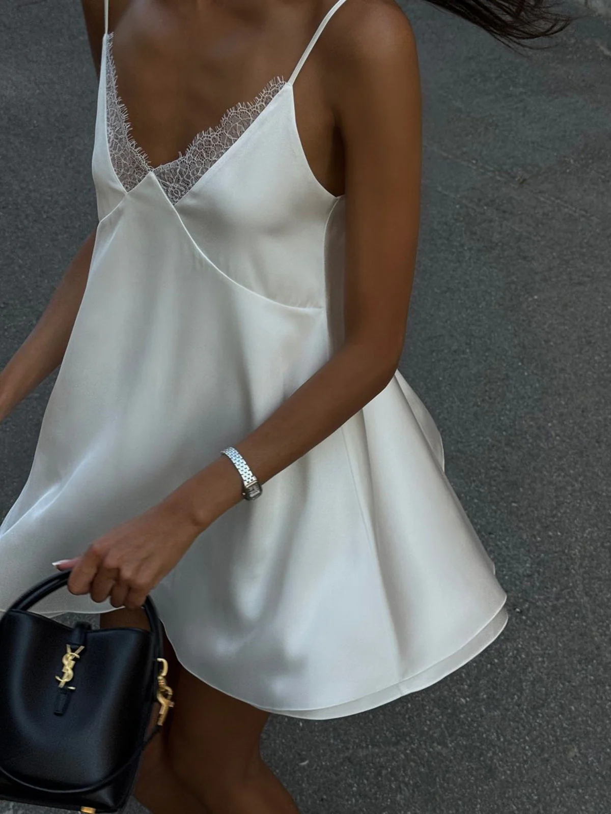 Satin Backless V-Neck Dress - Image 6