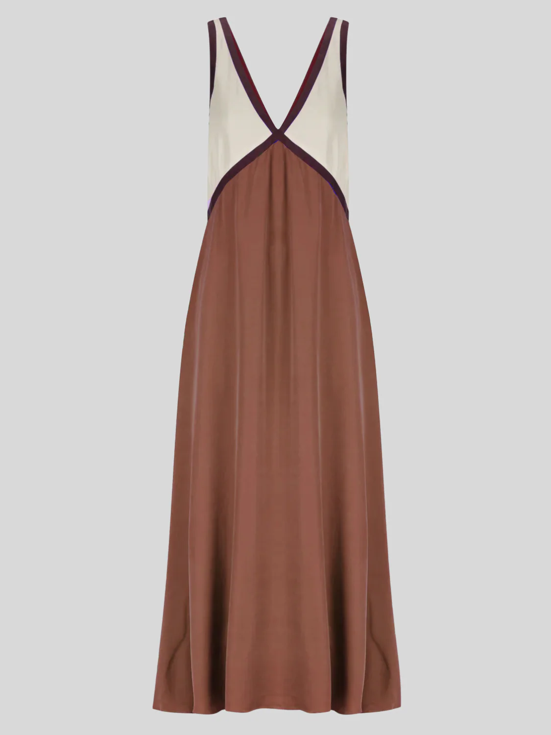 Satin Contrast Trim Long Dress - Image 11