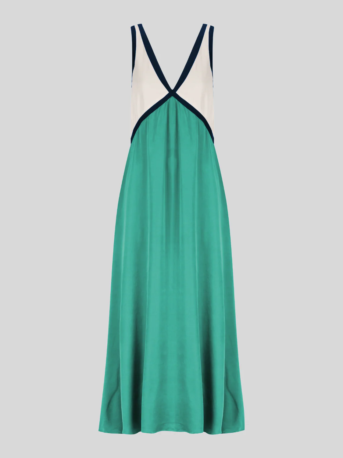 Satin Contrast Trim Long Dress - Image 12