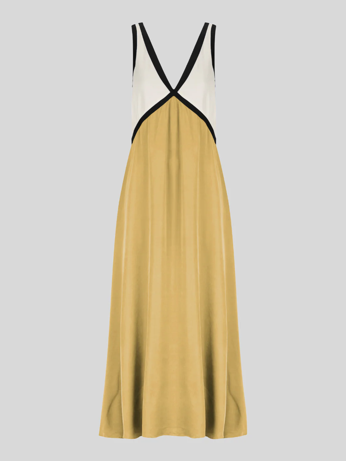 Satin Contrast Trim Long Dress - Image 13