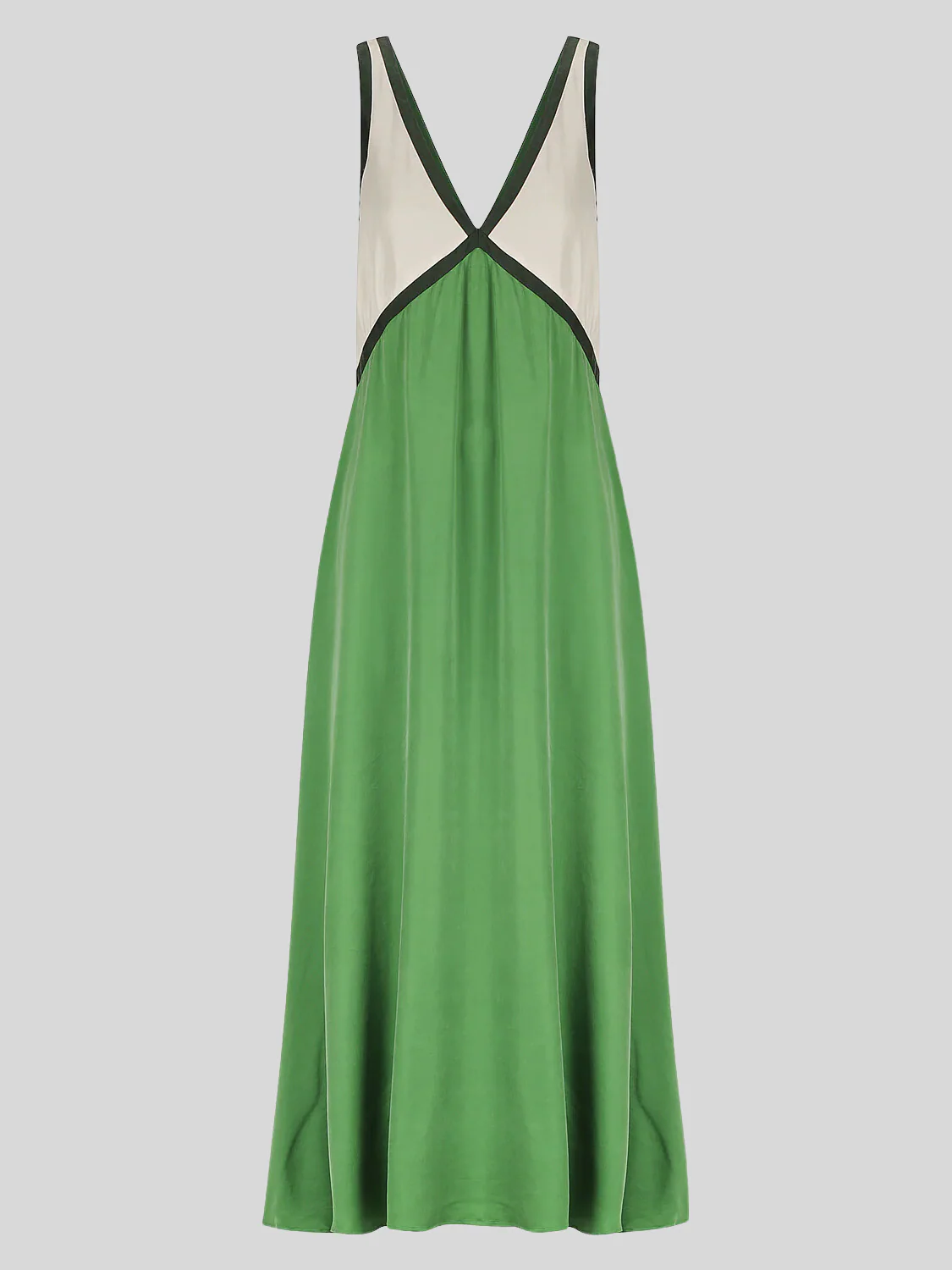 Satin Contrast Trim Long Dress - Image 2