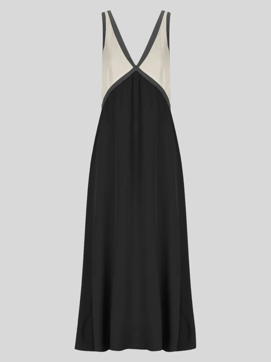 Satin Contrast Trim Long Dress - Image 3