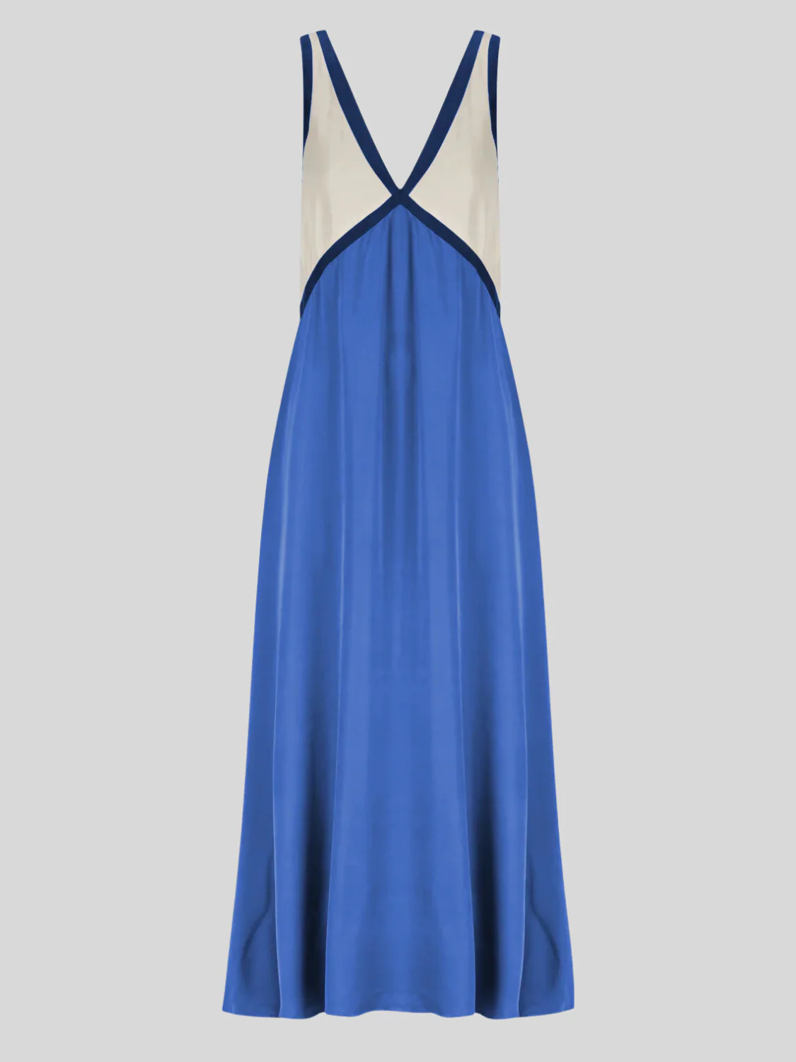 Satin Contrast Trim Long Dress - Image 4