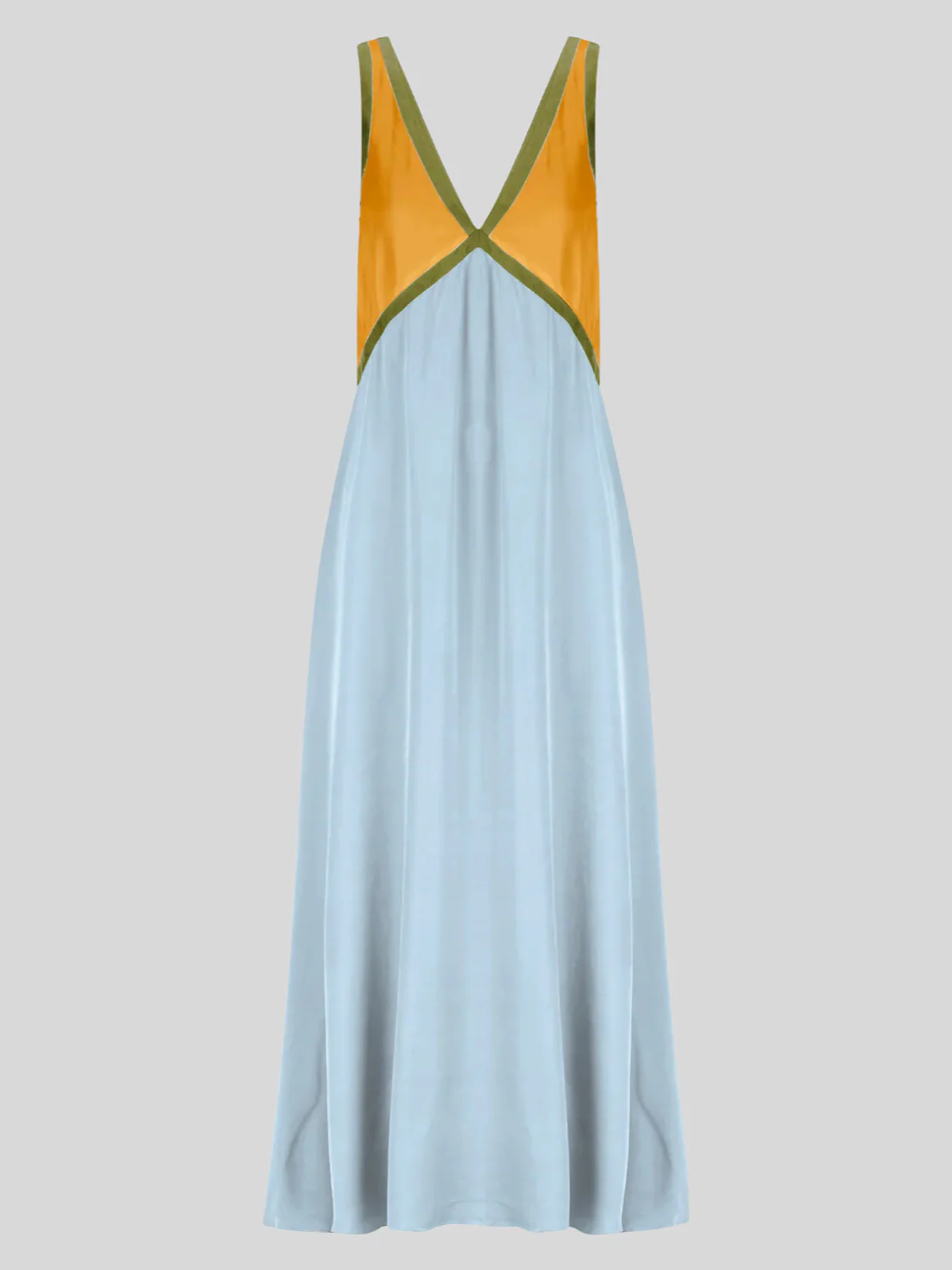 Satin Contrast Trim Long Dress - Image 5