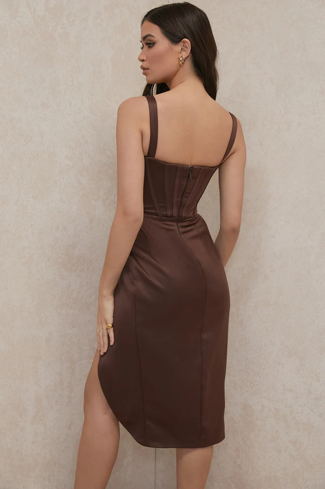 Satin Corset Midi Dress - Image 11