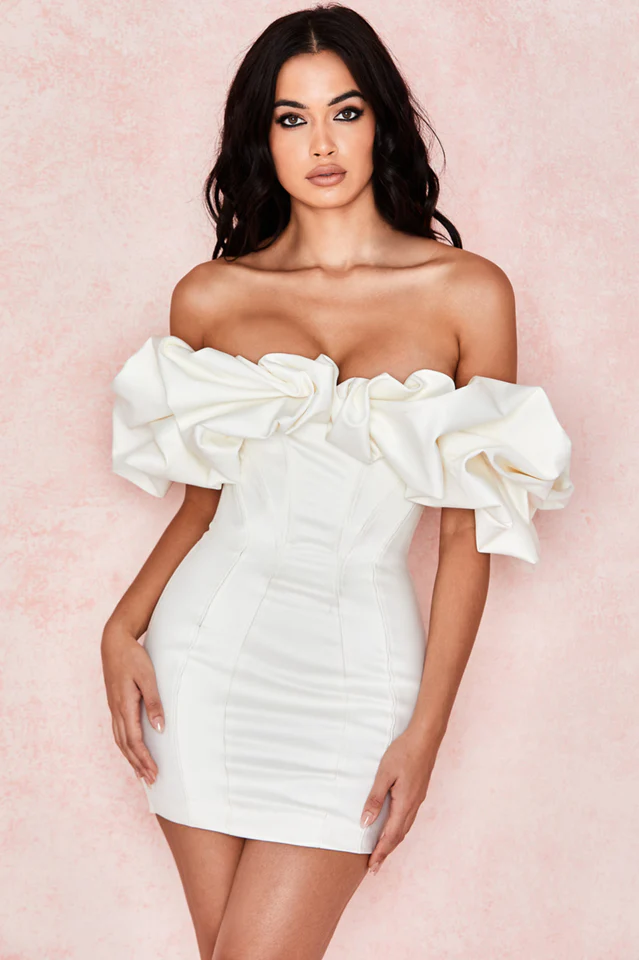 Satin Ruffle Strapless Dress - Image 3