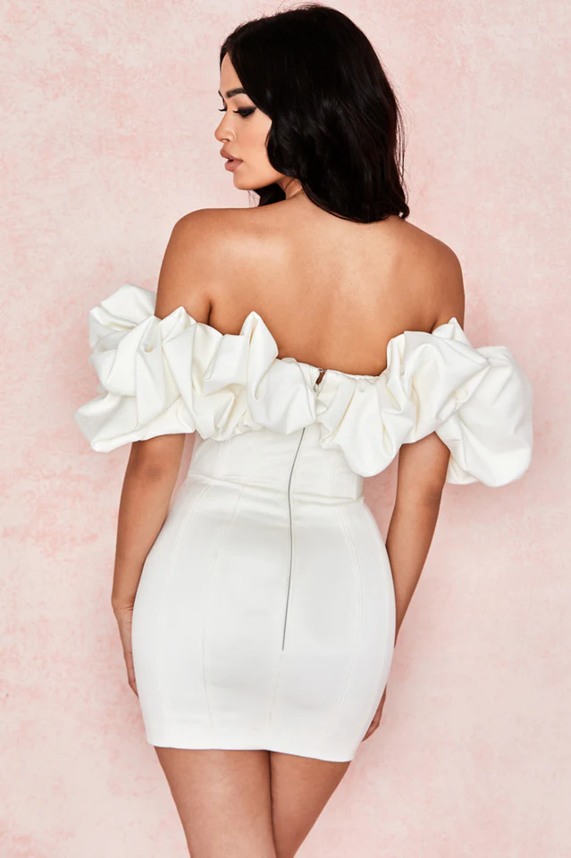 Satin Ruffle Strapless Dress - Image 6