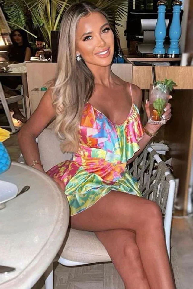 Satin Ruffle V Neck Tiered MIni Sundress - Image 6