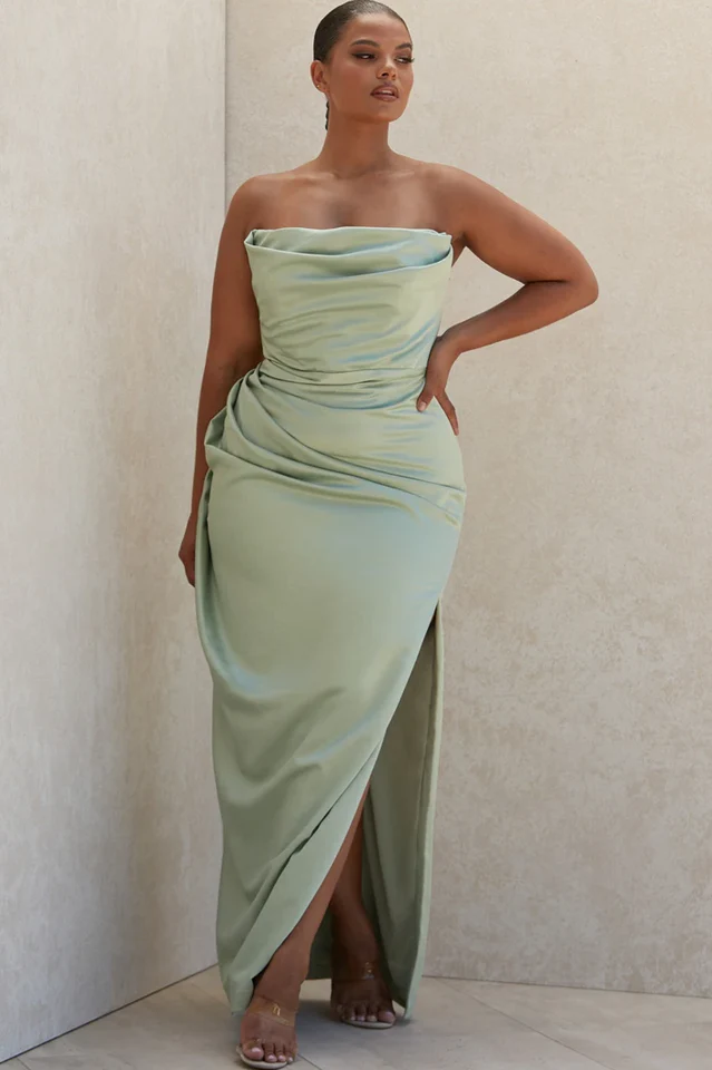 Satin Strapless Corset Maxi Dress - Image 18