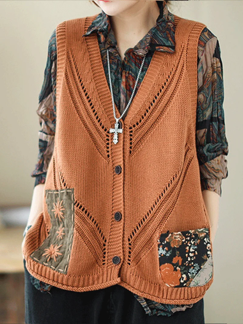 Saturday Night Patch Cotton Knitted Vest Women Sweater Cardigan - Image 10