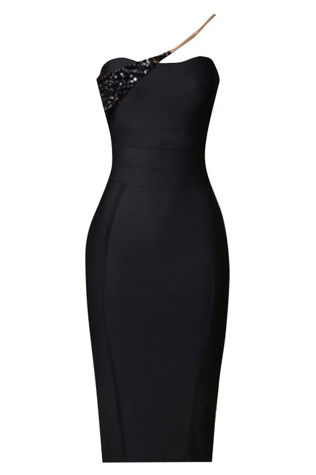 Savina One Shoulder Midi Bandage Dress - Image 10