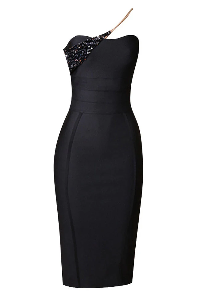 Savina One Shoulder Midi Bandage Dress - Image 11