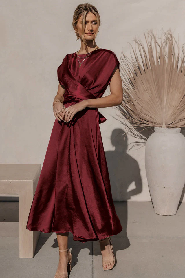 Scoop A-line Satin Bridesmaid Dress - Image 16