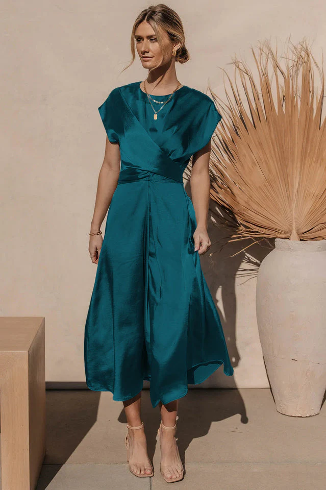 Scoop A-line Satin Bridesmaid Dress - Image 26