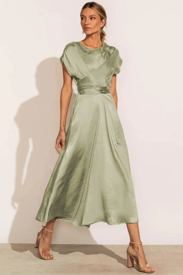 Scoop A-line Satin Bridesmaid Dress - Image 3