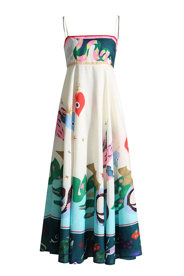 Seeker Folklore-Print Linen Dress - Image 5