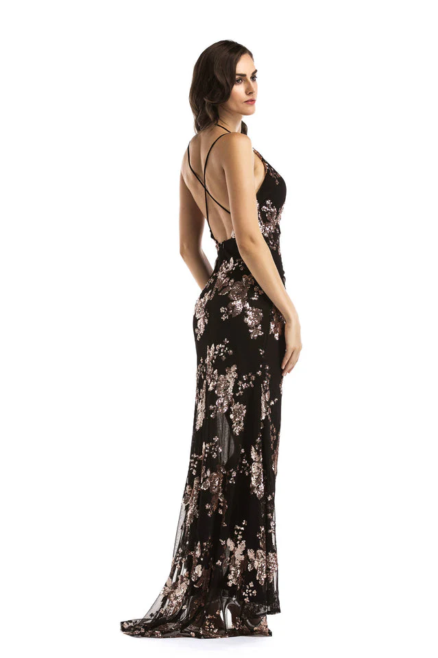 Sequin Halter Backless Split Cocktail Dress - Image 9
