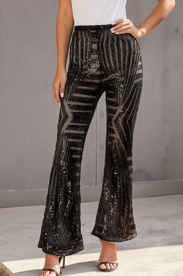 Sequin High Rise Flare Pants - Image 13