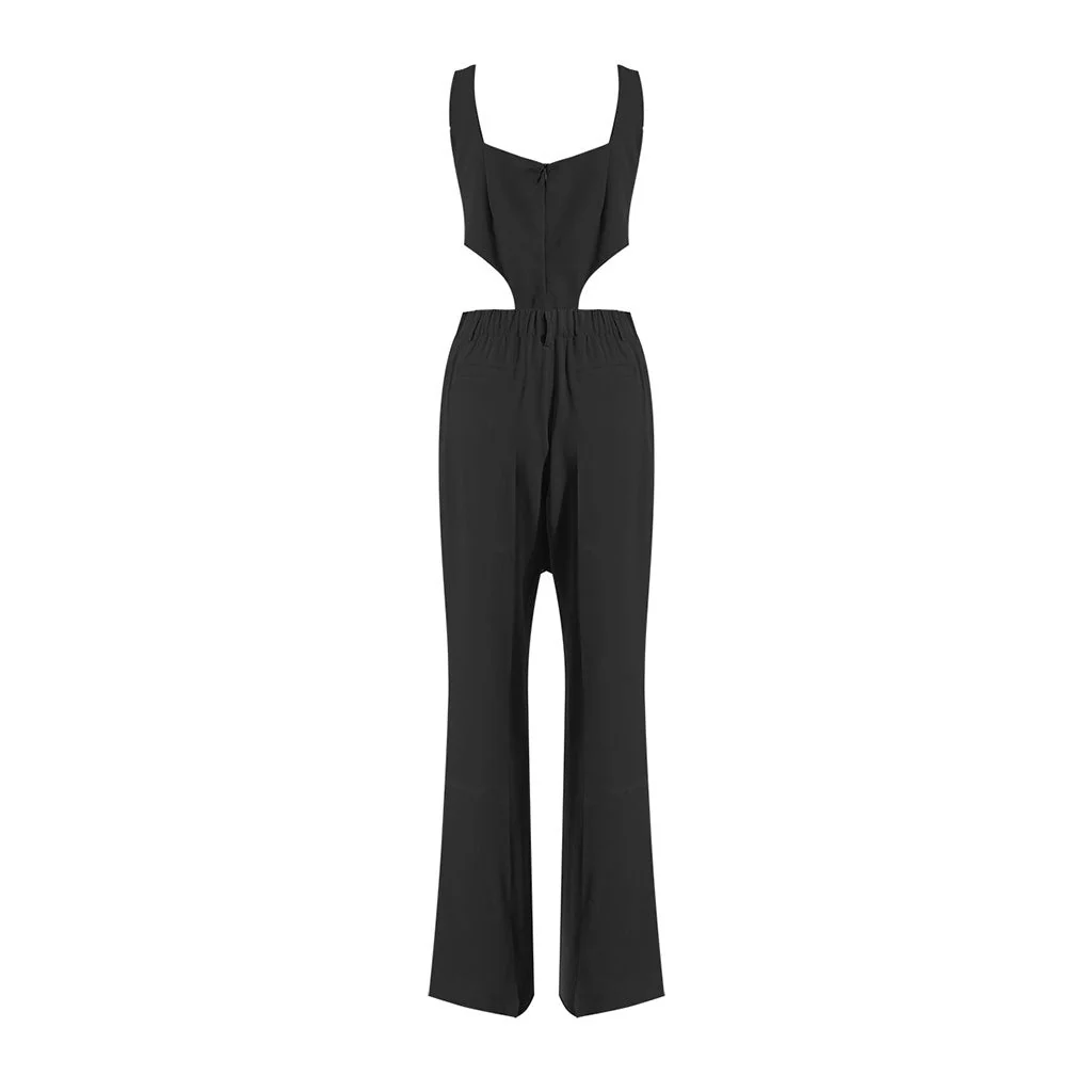 Sexy Cut Out Suspender Strap Sleeveless Detachable Bootcut Jumpsuit - Image 3