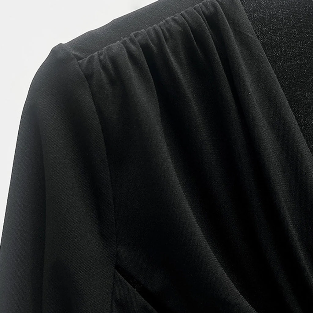Sexy CutOut V Neck Bell Sleeve 3D Rosette Detail Ruched Crop Top - Image 4