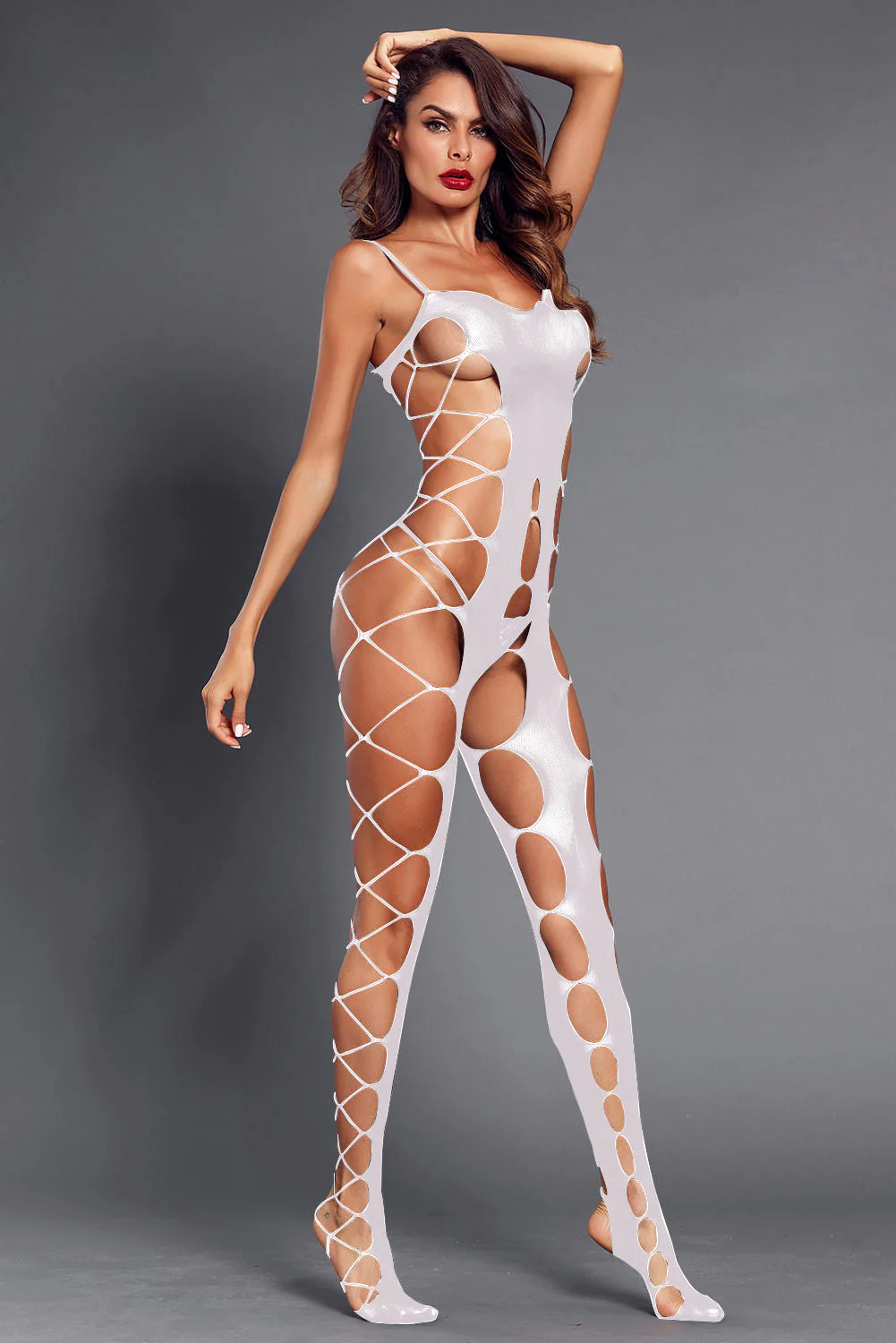 Fishnet Big Holes Open Crotch Body Stocking - Image 19