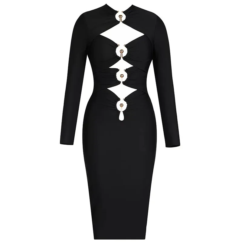 BURYA Hollow Out MIDI Dress - Image 4
