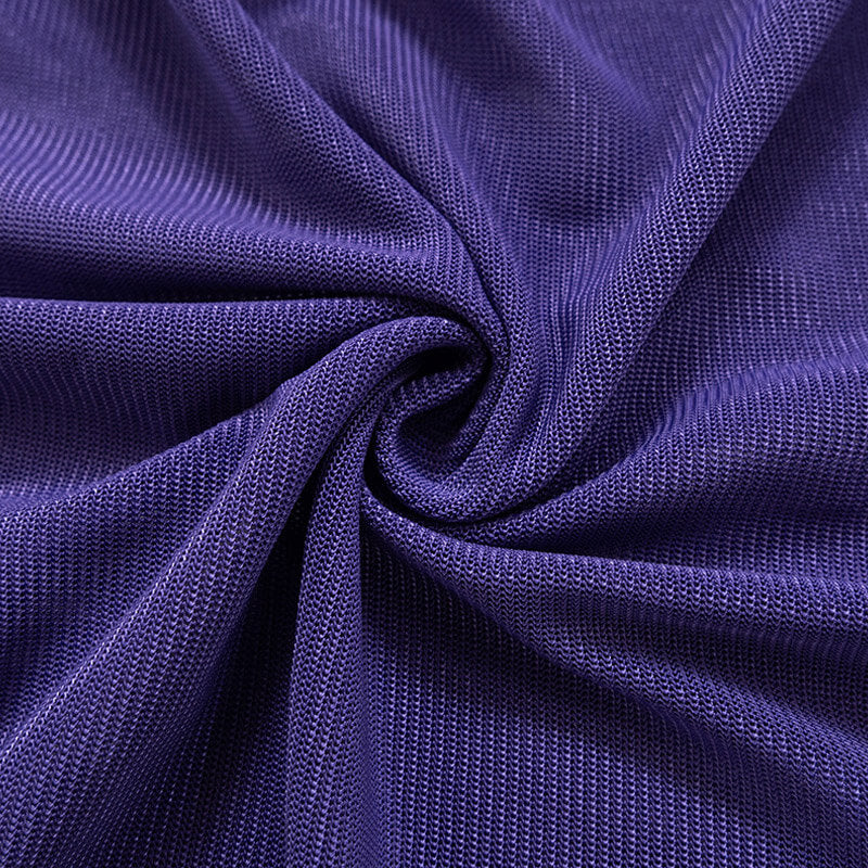 Lettuce V Neck Short Sleeve Wrap Tied Ruched Sheer Mesh Top - Purple - Image 4