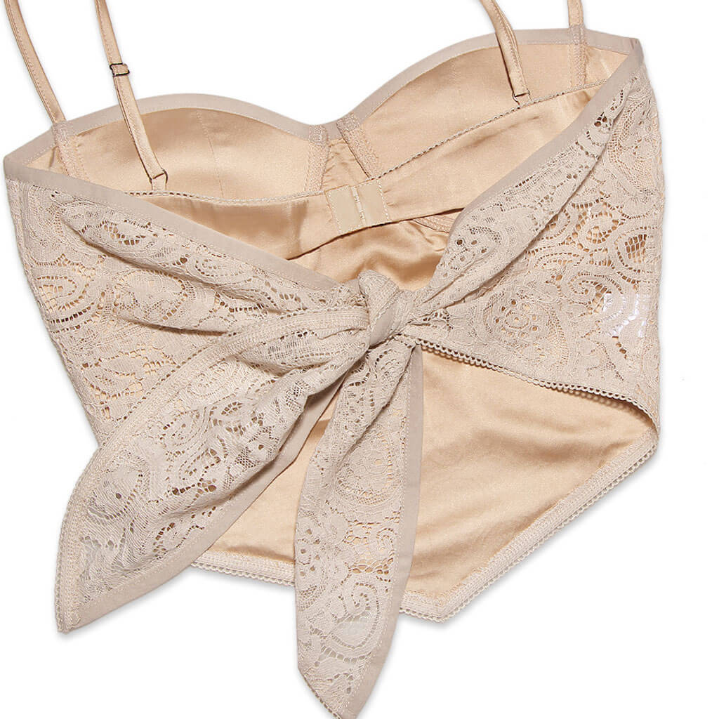 Sexy Paisley Lace Sweetheart Neck Spaghetti Strap Tie Back Crop Top - Image 3