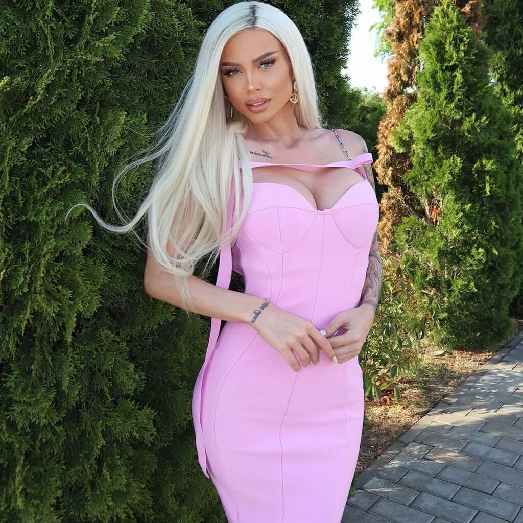 Sexy Ribbon Chain Strap Sweetheart CutOut Bandage Midi Party Mermaid Dress - Image 2