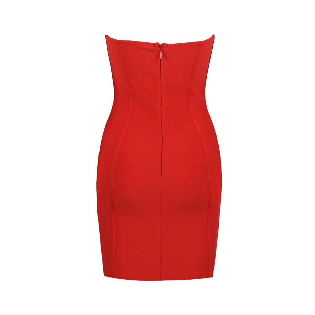 Sexy Rosette Detail Sweetheart Neck Bodycon Bandage Mini Tube Dress - Image 7