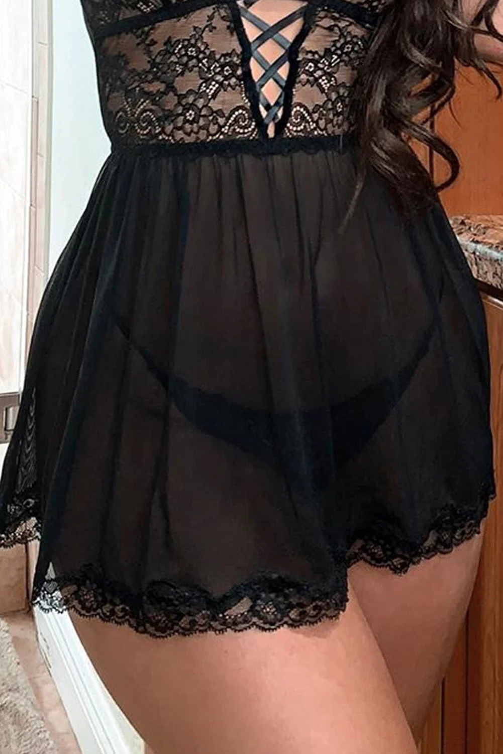 See Through Babydoll Lingerie Set - Image 4
