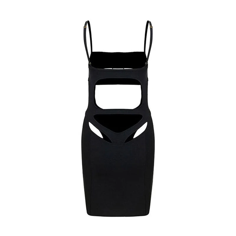 Sexy Square Neck Sleeveless Underboob CutOut Bandage Mini Party Dress - Image 4