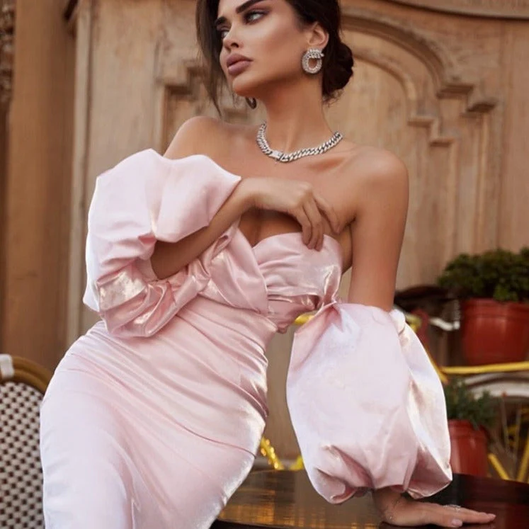 ELLIA PUFF Sleeve SATIN MIDI Dress - Image 10