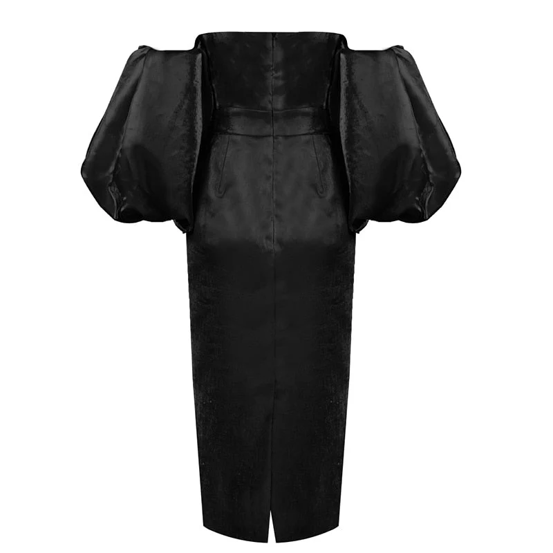 ELLIA PUFF Sleeve SATIN MIDI Dress - Image 16