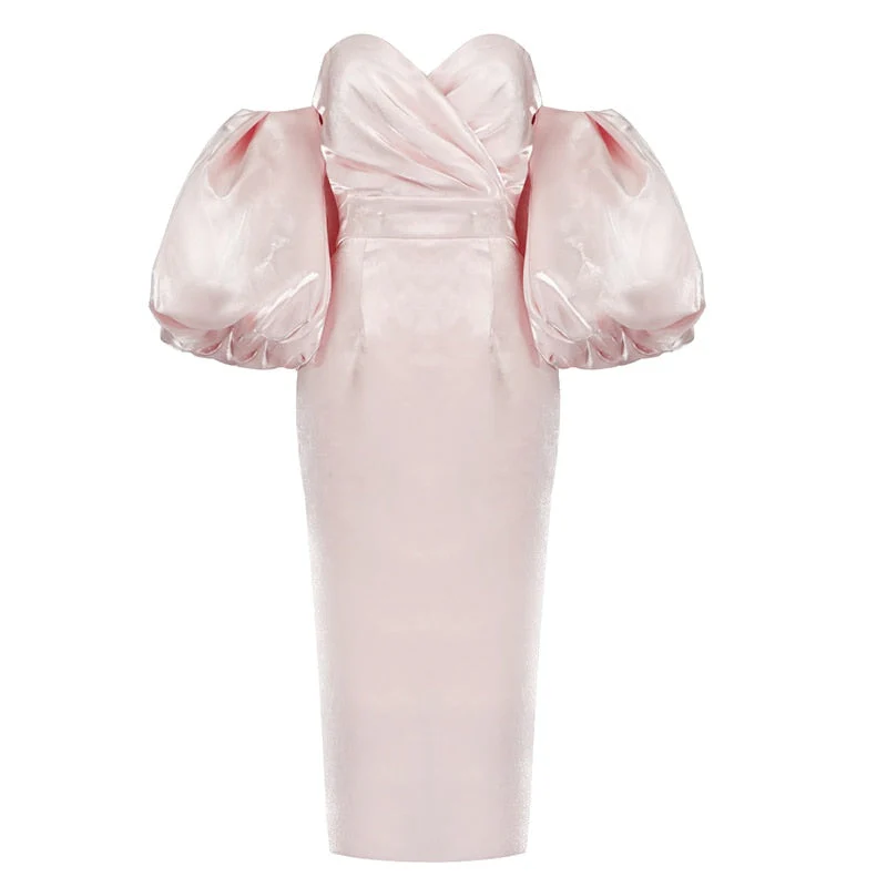ELLIA PUFF Sleeve SATIN MIDI Dress - Image 17