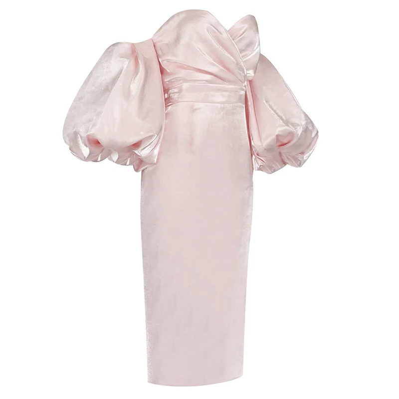 ELLIA PUFF Sleeve SATIN MIDI Dress - Image 18