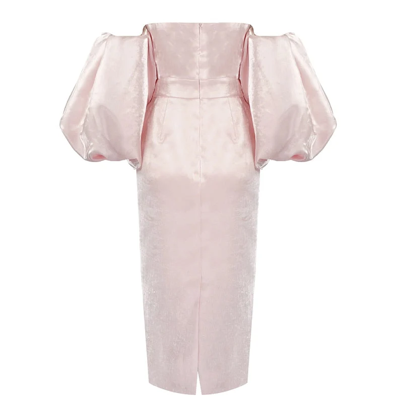 ELLIA PUFF Sleeve SATIN MIDI Dress - Image 19