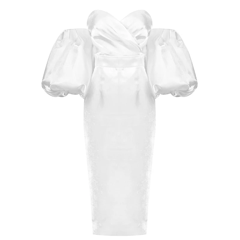 ELLIA PUFF Sleeve SATIN MIDI Dress - Image 20
