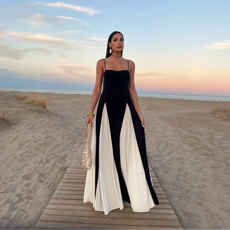SPLING Black and WHITE MAXI Dress - Image 4