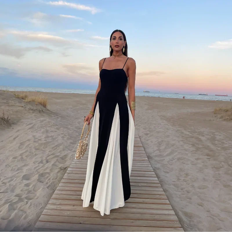 SPLING Black and WHITE MAXI Dress - Image 5