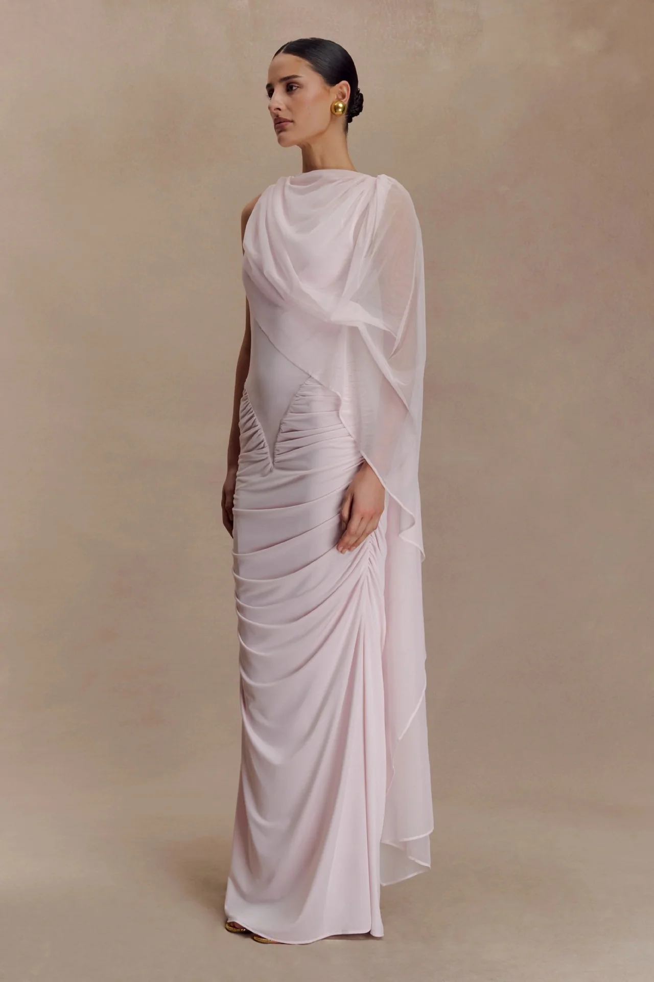 Shawl Mesh Hip Skirt Midi Dress - Image 11