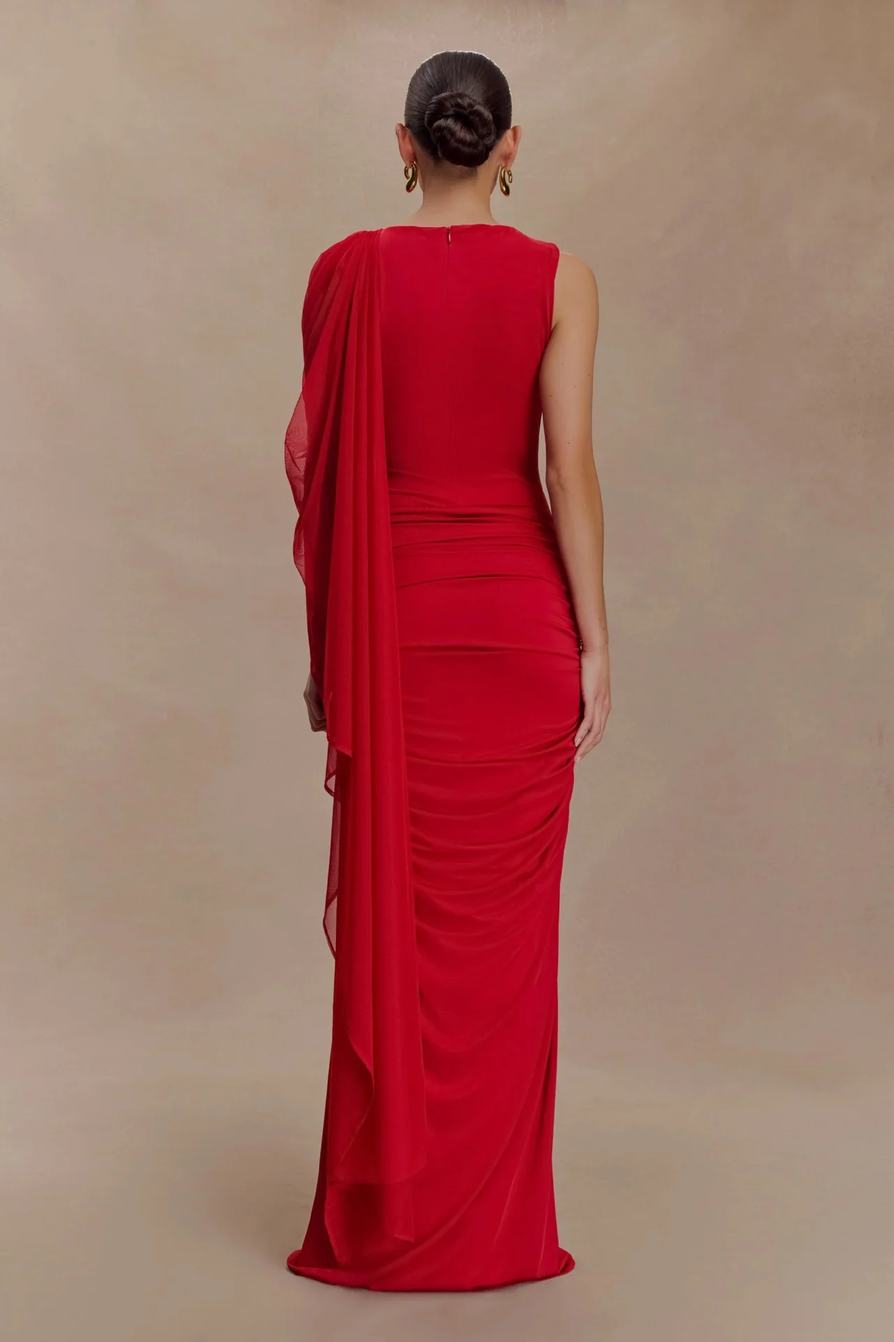 Shawl Mesh Hip Skirt Midi Dress - Image 9