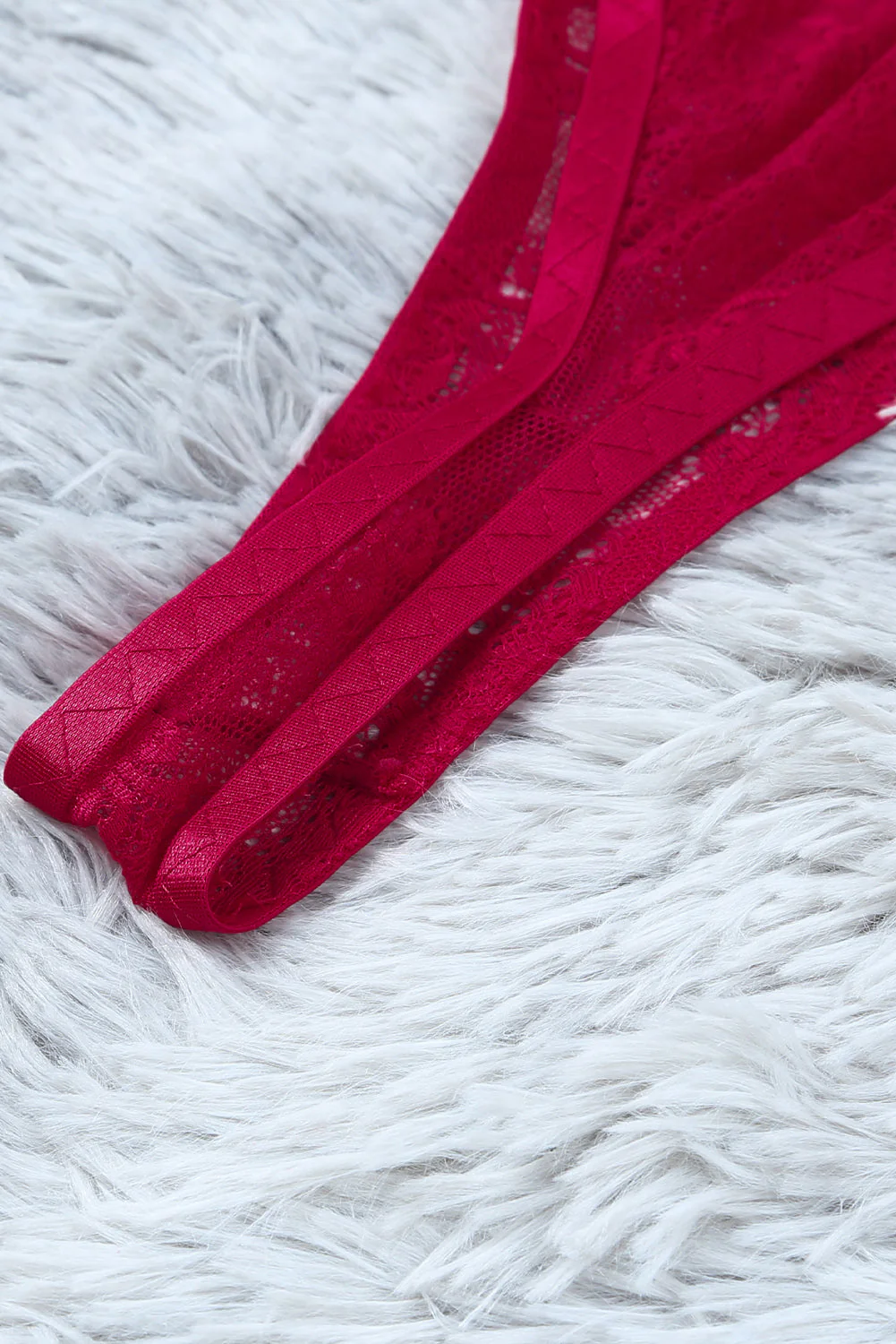 Sheer Lace Asymmetric Strappy 2Pcs Lingerie Set - Image 25