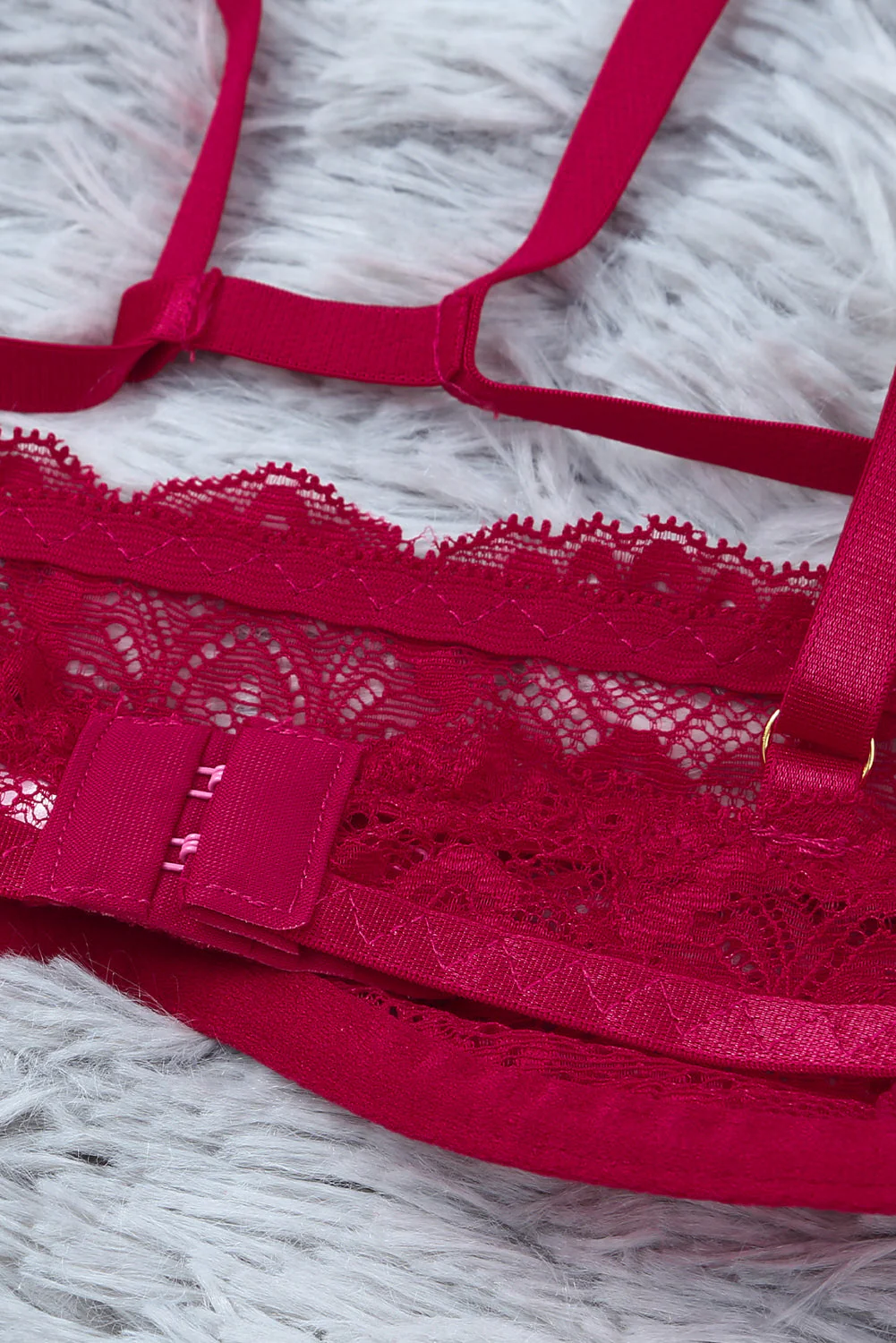 Sheer Lace Asymmetric Strappy 2Pcs Lingerie Set - Image 27