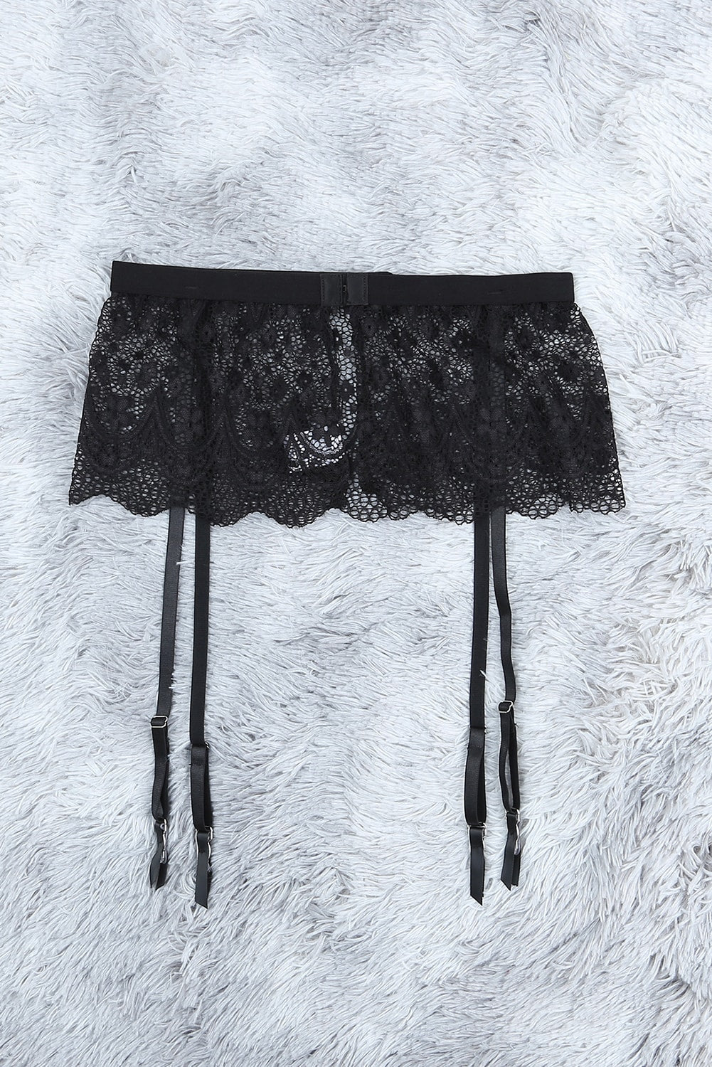 Sheer Lace Bra And Panty Set With Garter Belts - Image 13