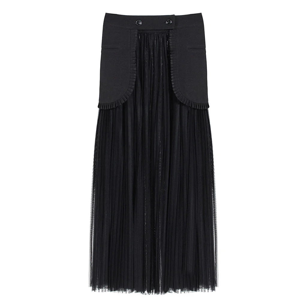 Sheer Wrap Tulle Skirt Lapel Collar Double Breasted Blazer Matching Set - Image 4