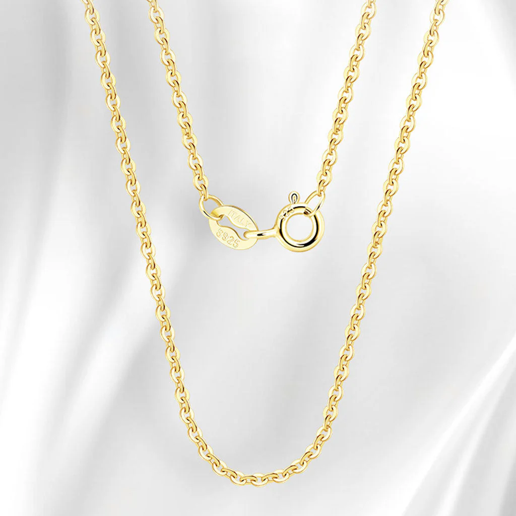 Shimmer Pure Sterling Silver Polished 1.1MM Cable Chain NeckLace - Image 2