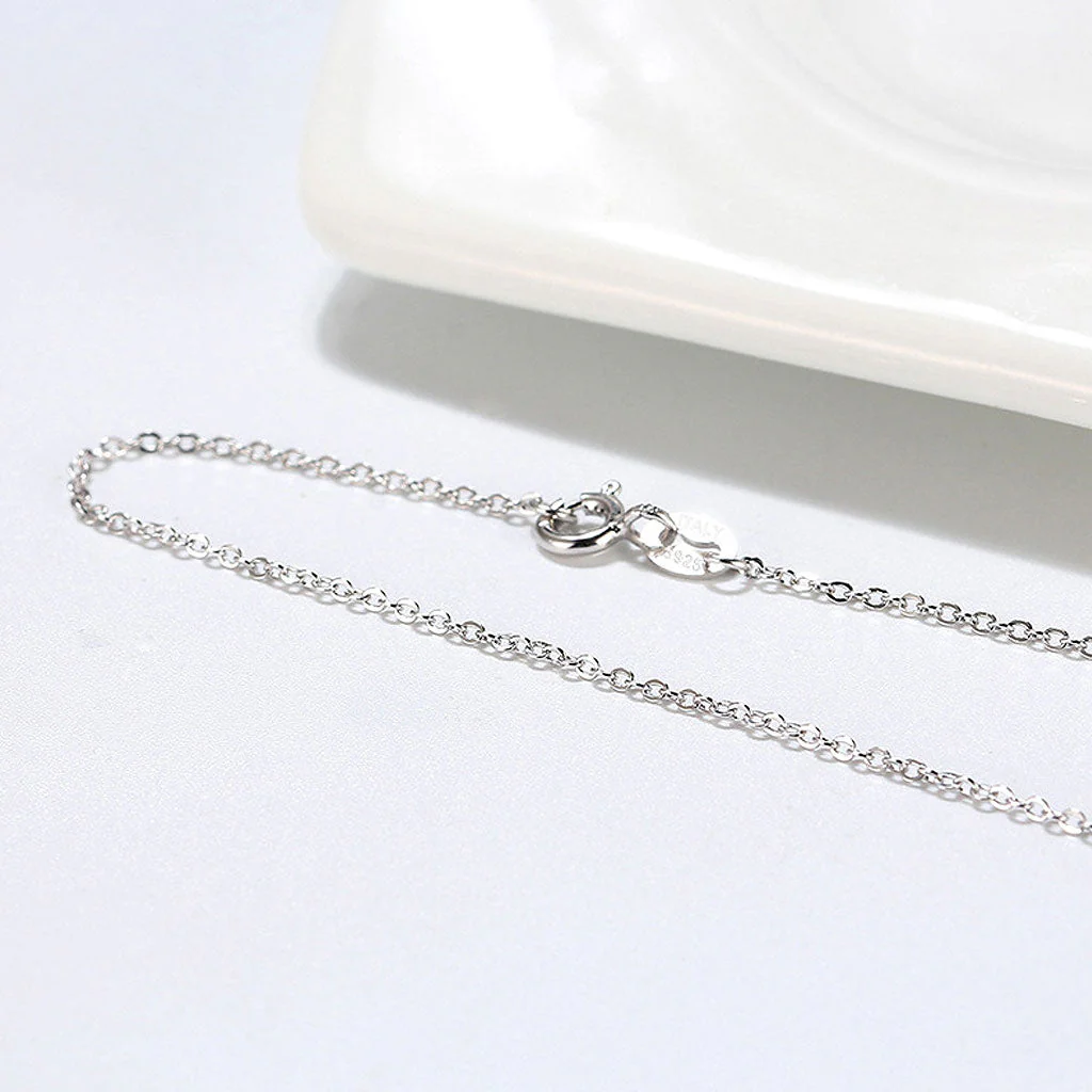 Shimmer Pure Sterling Silver Polished 1.1MM Cable Chain NeckLace - Image 5